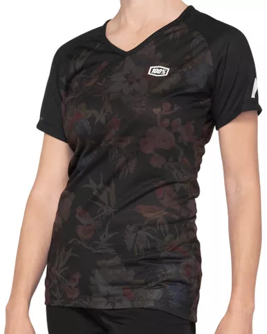 100% Airmatic SS Womens Jersey Black Floral