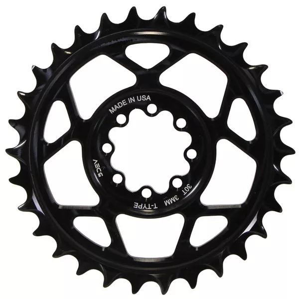 5Dev T-Type 8-Bolt Chainring, 3mm Offset, 30T, Black