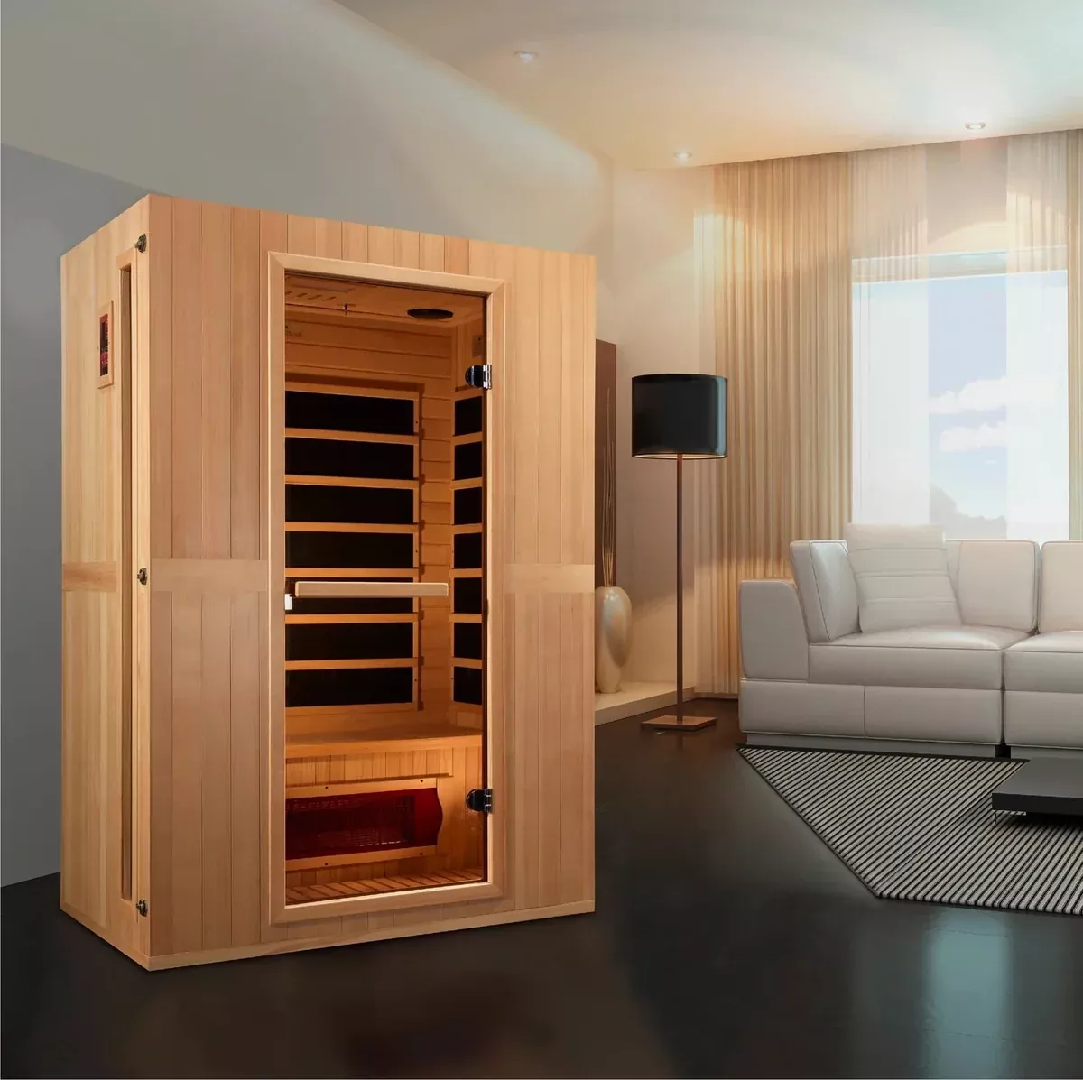 Golden Designs Maxxus MX-LS2-01 SERENITY Dual Tech 2 Person Low EMF FAR Infrared Sauna, Canadian Hemlock