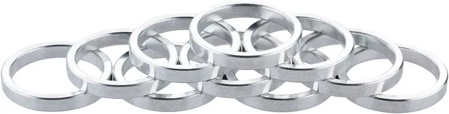 Problem Solvers Headset Stack Spacer - 28.6 5mm Aluminum Silver Bag of 10