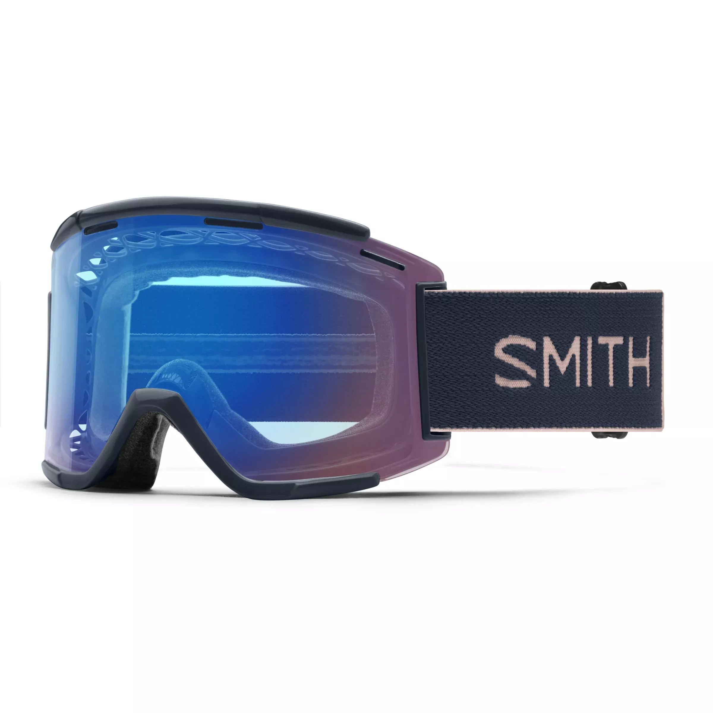 Smith Goggles Squad XL MTB Midnight Navy Sage Brush with ChromaPop Contrast Rose Flash Lens