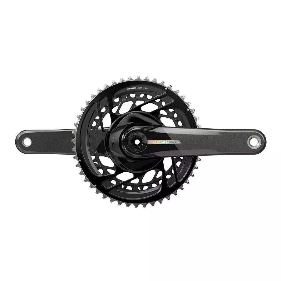 SRAM Force D2 2x Crankset Speed: 12 Spindle: 28.99mm BCD: Direct Mount 48/35 DUB 167.5mm Black Road Disc