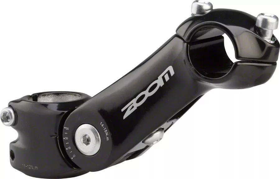 Zoom TDS-C297 Stem 125mm Adjustable Stem 25.4mm Clamp 1 1/8 in Steerer Black